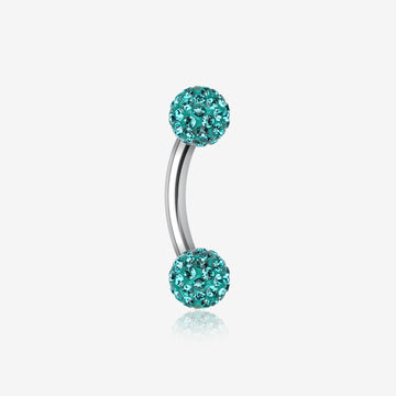 Multi-Gem Sparkle Curved Barbell Eyebrow Ring-Teal